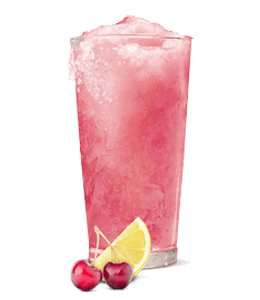 Glass of sherbet with fresh lemon and cherry