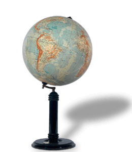 Globe with wooden stand