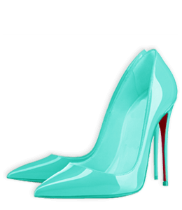 Glossy blue-green high heels footwear