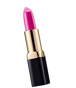 Glossy pink lipstick in stylish black cover