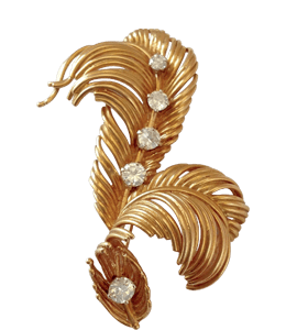 Gold feathers with diamonds - jewelry