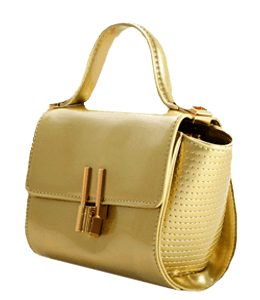 Gold leather colored ladies handbag