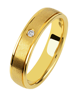 Gold ring with a small diamond for engagement or wedding ceremony