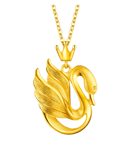 Gold swan pendant with chain