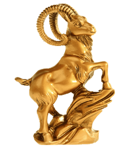 Golden goat statue for decoration