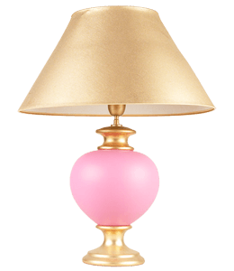 Pink lamp with golden base and golden shade - for girly room