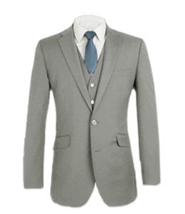 Gray color blazer with white shirt and blue tie