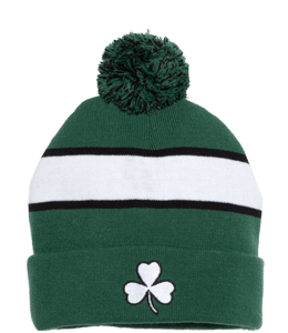 Green and white knitted cap for winters