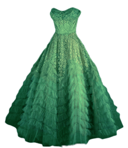 Green color frill party gown