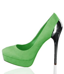 Green color high heeled footwear