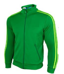 Green color jacket with yellow stripes
