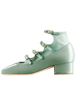 Green color ladies footwear