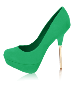 Green high heel footwear with golden heel
