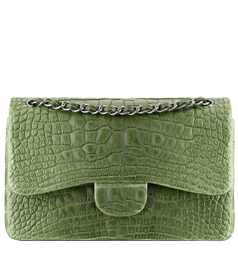 Green satchel of reptiles leather design