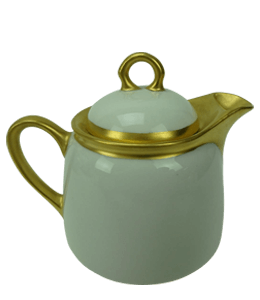 Green tea pot with golden lining