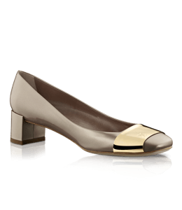 Gray and gold colored ladies shoe