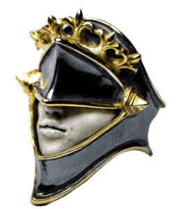 Grey Gold Warrior Helmet