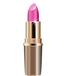 Glossy pink lipstick