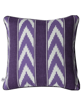 Indigo cushion with chevron and stripes