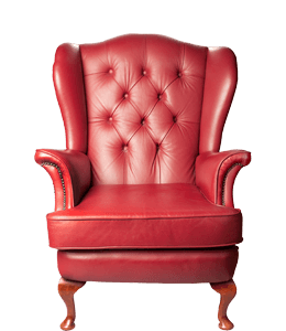 Inviting red leather sofa