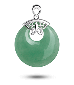 Jade stone round shape silver pendant