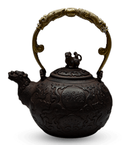 Japanese teapot with golden handle