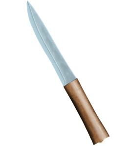 Light blue colored steel knife