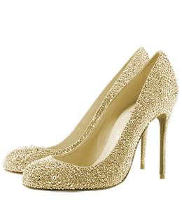 Ladies shoes with pale gold sequins