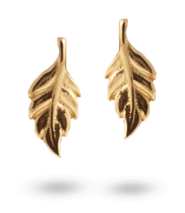 Leaf shape dull gold earrings