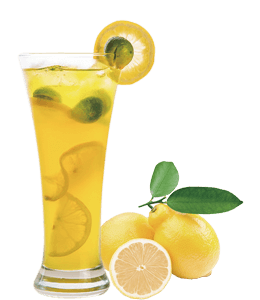 Lemon Juice in a glass with fresh lemons