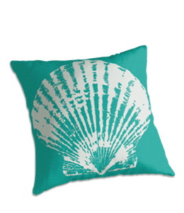 Light blue color seashell print cushion
