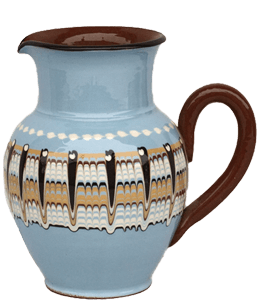 Light blue colored ceramic jug