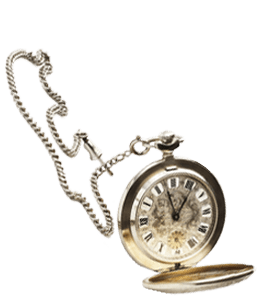 Light gold or champagne colored pocket watch with chain
