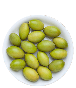 Light green olives in a plate