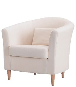 Light pinkish white single seater sofa