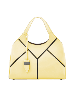 Light yellow color handbag with black lines