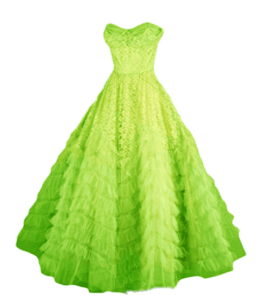 Lime color off shoulder net fabric gown