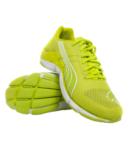 Bright lime green running shoes