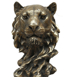 Lion head bronze sculpture