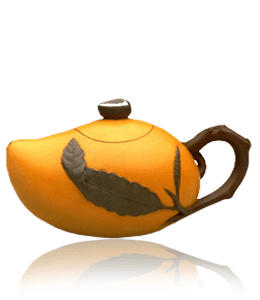 Mango shape yellow ceramic teapot