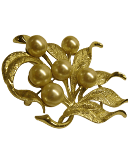 Matte gold brooch with golden pearl