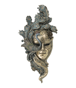 Metal face mask with peacock design