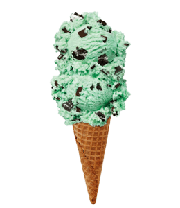Mint choco chip ice-cream with wafer cone