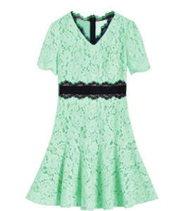 Mint green net dress with black lace