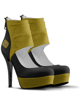 Mustard and black ankle strap high heel stiletto