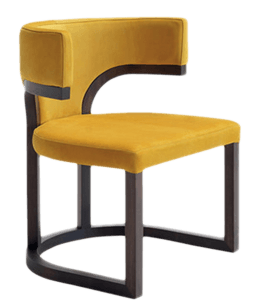 Mustard yellow uphostery on modern chair