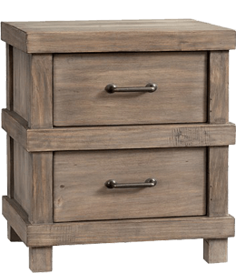 Neutral wood colored side table with two drawers