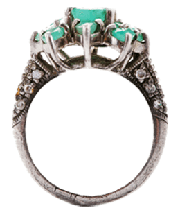 Old silver ring with turquoise stones
