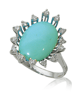 Opal turquoise stone silver ring