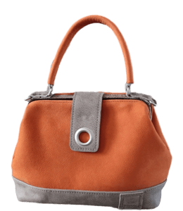 Orange and green suede bag for official purpose